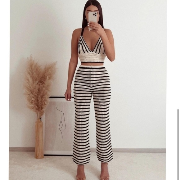 ZARA NWT 2 Piece Top & Pants Stripe Knit Set - Picture 9 of 16
